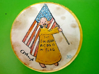 1896 High Admiral Cigarettes The Yellow Kid #30 US FLAG Pin Pinback Button  Ad
