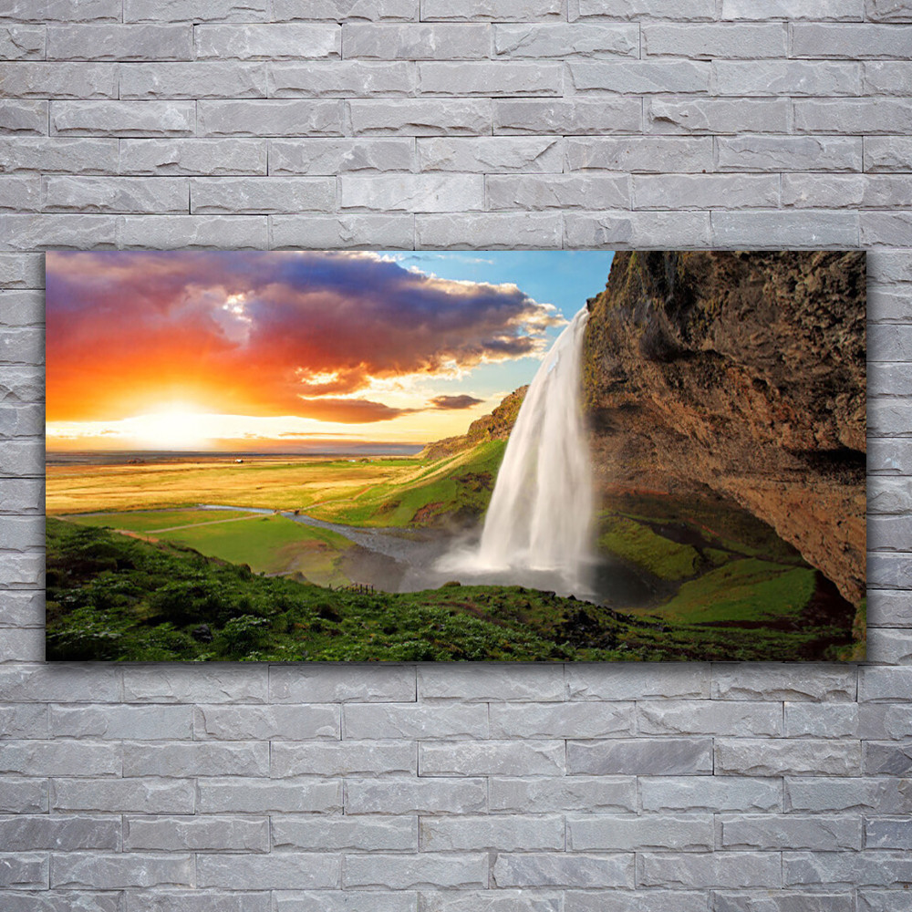 Tableau en verre acrylique 120x60cm cascade et montagne évocation nature Tulup