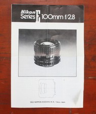 NIKON 100MM, F2.8 SERIES E INSTRUCTION SHEET/175553
