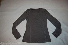 Womens L/S Active Shirt CHARCOAL GRAY PERFORMANCE TEE Semi Fitted XS S M L XL