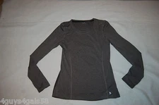 Womens L/S Active Shirt CHARCOAL GRAY PERFORMANCE TEE Semi Fitted XS S M L XL