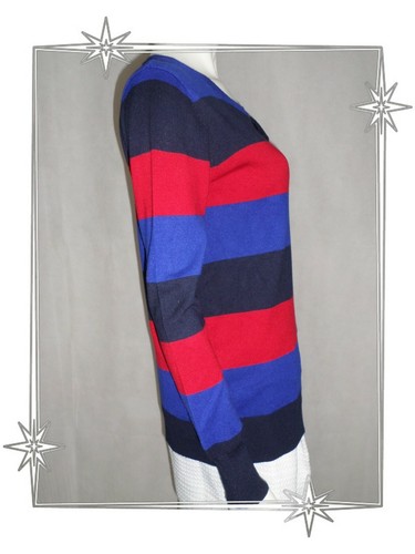 A - ausgefallener Pullover gestreift dreifarbig Strick Christina Gr. M / L - Bild 2 von 5