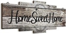 Jetec Home Sweet Sign, Rustic Wood , Large Farmhouse Plaque Gray