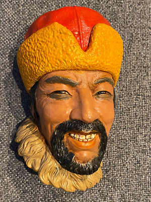 Vintage Bossons Chalkware Gesicht Himalaya Kopf Büste 1966
