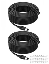 2-Pack 33FT 18AWG 12V DC Power Extension Cable 5.5x2.1mm Male to Female Plugs...