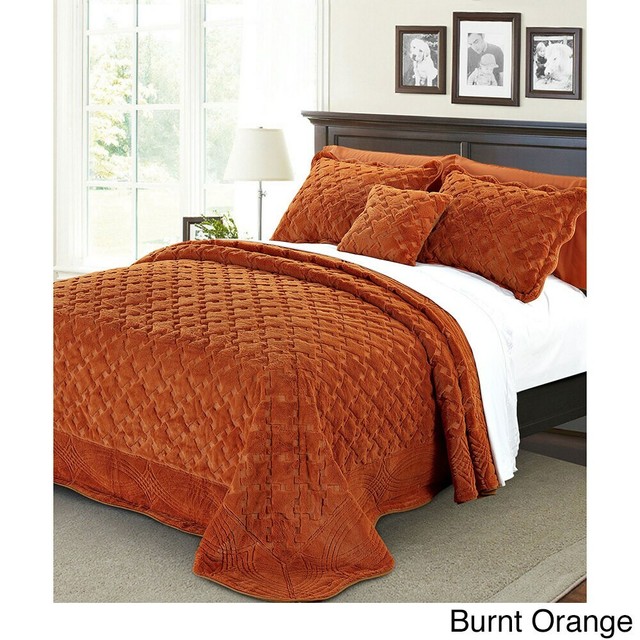 Serenta Faux Fur Quilted Tatami 4 Piece Bedspread Set For Sale Online