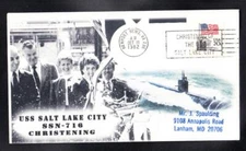 Submarine USS SALT LAKE CITY SSN-716 CHRISTENING KSC Naval Cover B4067