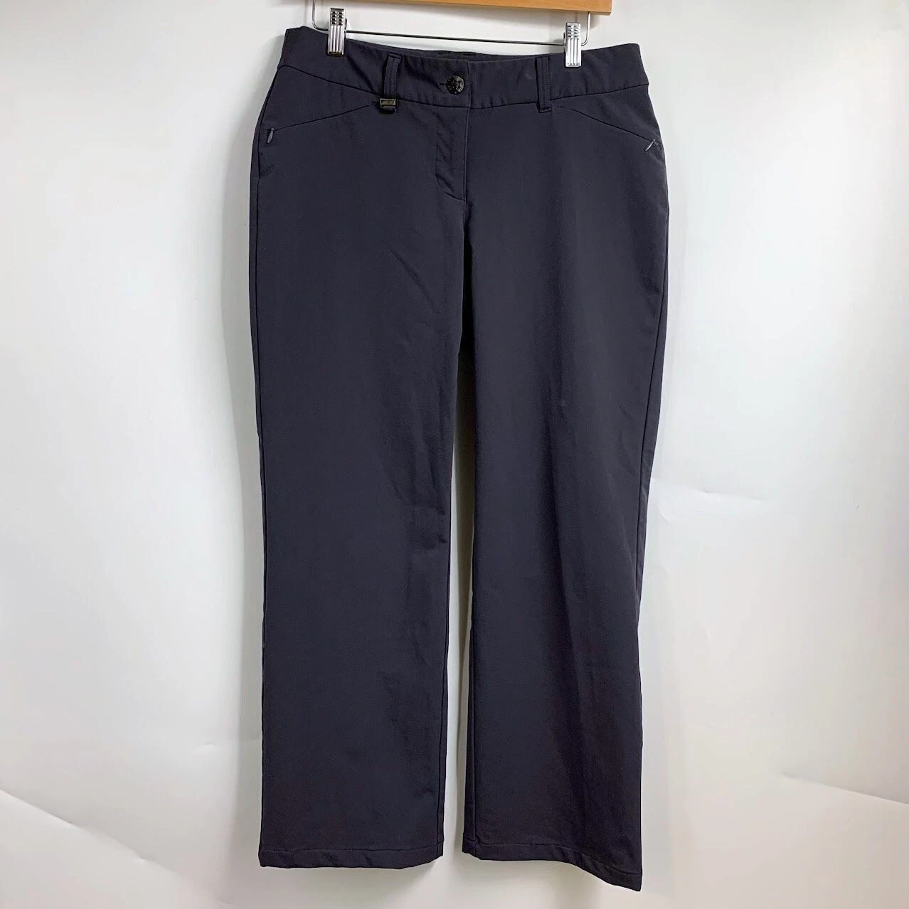 lole flat front zipper stretch pocket travel pants