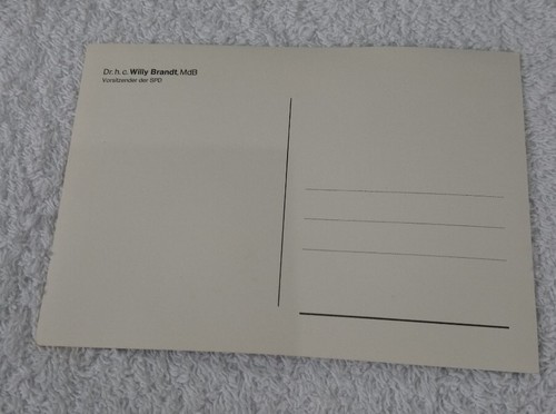 Autogramm Willy Brandt Postkarte Ungelaufen Vorsitzender SPD - Bild 2 von 2