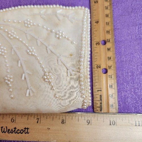 Vintage Perlen & Pailletten Perlen Clutch Handtasche 9x4,5 Elfenbein Hochzeit Formell La Regale - Bild 17 von 17