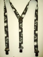 Men's Suspenders - 2" Y Style Skulls, Swivel Snaps, Button On - USA Made