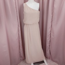 Adrianna Papell Women's Pink Chiffon One Shoulder Slit Blouson Evening Dress 8