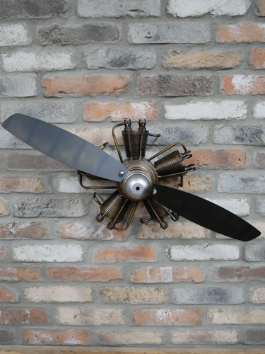 Aeroplane Propeller Cylinder Engine Vintage Style Wall Ornament Metal 76cm - Picture 2 of 3