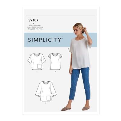 Simplicity Schnitt Nr 9107.A Top mit Ärmelvariationen Gr. XP - XXG