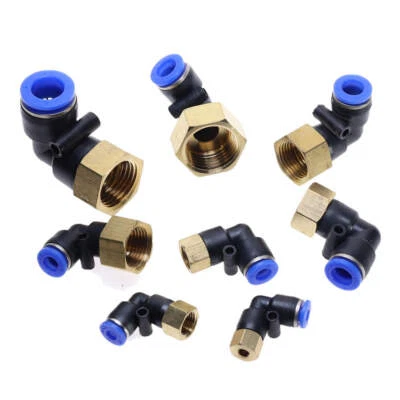 Nylon Pneumatic L Angle Elbow BSP Female push-fit hose inline airline connector