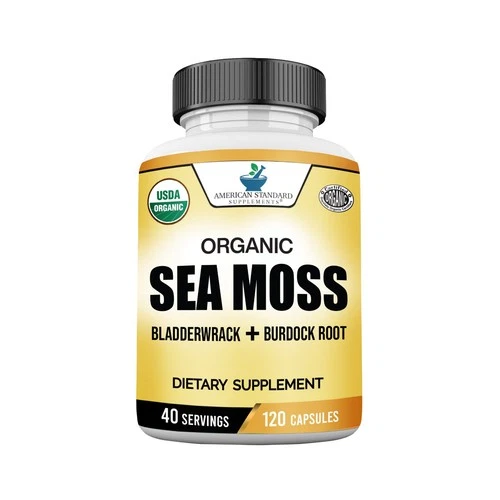Organic Seamoss with Bladderwrack and Burdock Root, 120 capsules