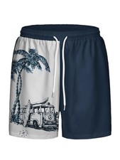 Men's Swim Trunks 3D Palm Tree Print Beach Shorts Quick Dry Outdoor Leisure Spor