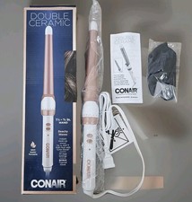 Conair 1  - 3/4" Double Ceramic CURLING WAND STYLER White Rose Gold HAIR IRON