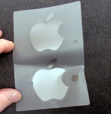 Genuine Apple Logo Sticker Decal White 2  W x 2.5  H  2 Stickers on Sheet, NEW