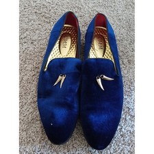 Men's Velvet Slip-On Dress Loafers in Deep Blue