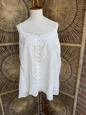 #ad SUNDANCE Tank Top Women 2XL XXL Cotton Lace Boho NWOT White $32.00