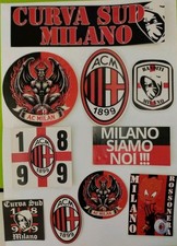 10 ADESIVI MILAN ROSSONERI CURVA SUD, BANDITI, PAPER ADESIVA NON PER ESTERNO