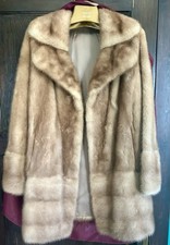 Vintage 60s Mink Fur Coat Caramel Honey Color, Hip Length, Small Rip at Shoulder