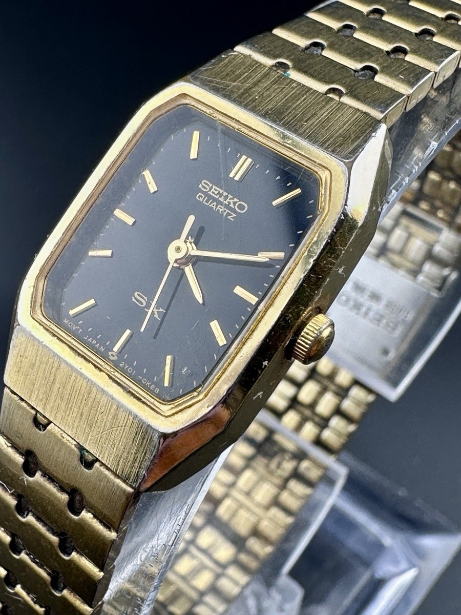 Vintage Seiko 2Y01-5D20 SX Womens Watch 17mm Gold Tone New Battery 7.25\