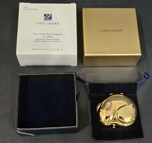 New Estee Lauder Year Of The Rat Pressed Powder Compact #06 Transparent Engraved - Picture 5 of 10