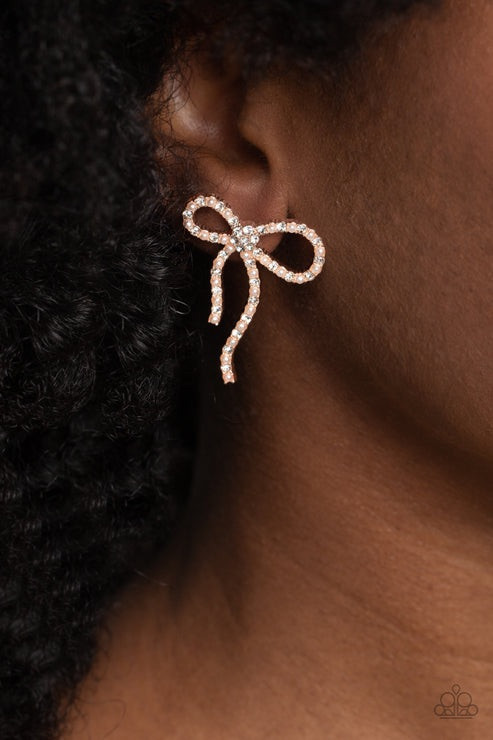 New Paparazzi Jewelry-Deluxe Duet Post Earring-Rose Gold