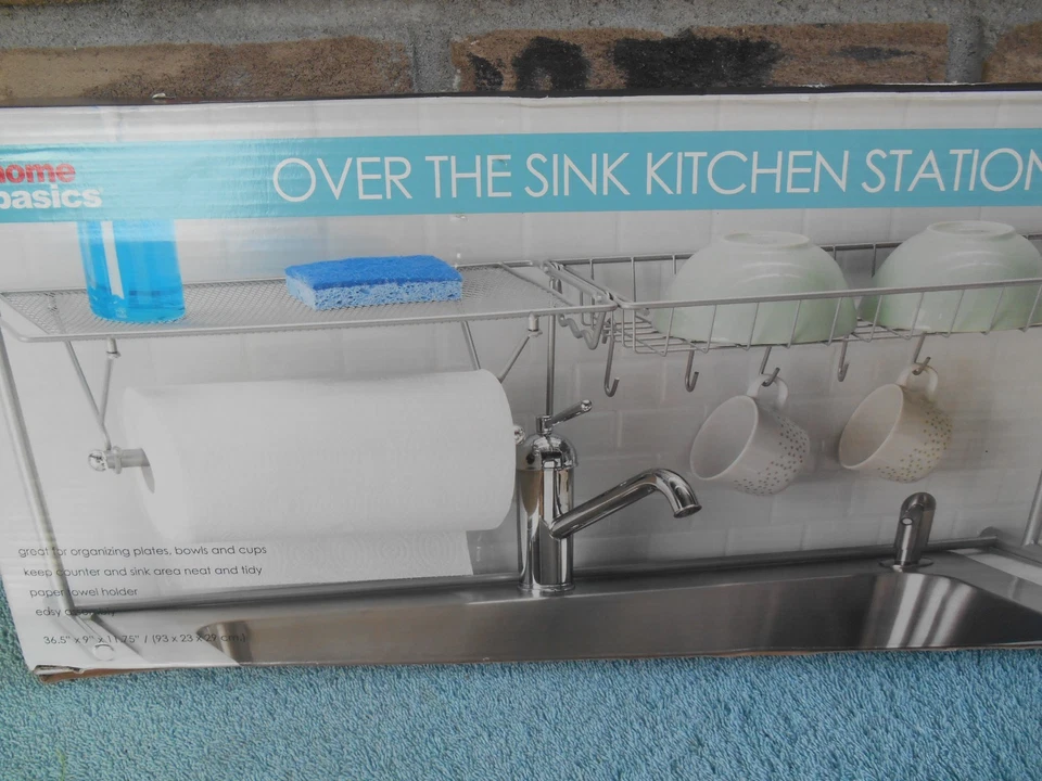 Home Basics Over the Sink Kitchen Station 36.5"L x 9"D x11.75"H Easy to Assemble - Image 2 of 4