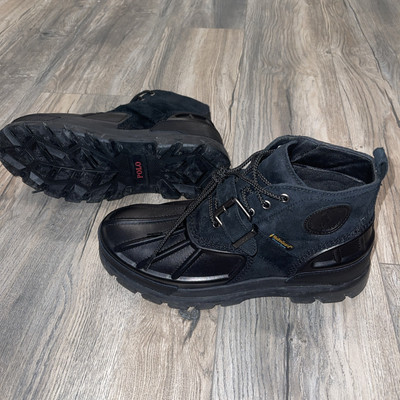 Polo Ralph Lauren Men Sz 10.5D Black Oslo High Waterproof Leather-Suede Boots