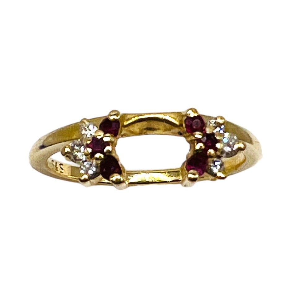 Ruby Diamond Enhancer 14k Yellow Gold Woman Ring 2.30g Size 6.5 | eBay