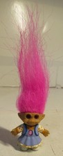 Vintage Ace Novelty 1992 2  -5" Treasure Troll Pink Hair Purple Dress Gemstone