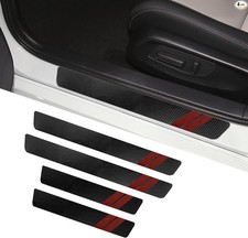 4PCS Door Sill Protector, Door Edge Guards, Carbon Fiber Sticker De Color: Red