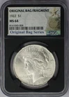 1922 Original Bag Fragment Peace Silver Dollar - NGC MS 64