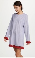 Tory Burch Sandy Tunic Top XL Striped Tassel Beach Cover Up Resortwear Vaca EUC