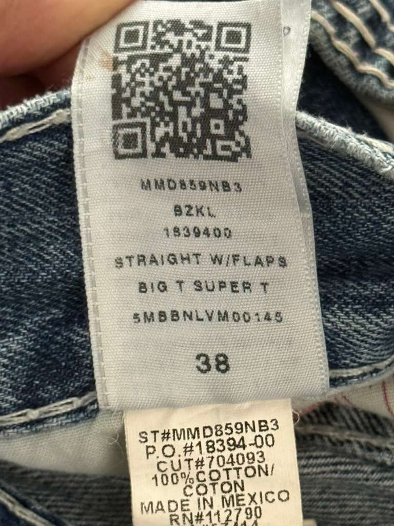 True Religion Big T Super T Straight Jeans - Size 38 thumbnail 4