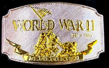 WW2 Limited 1992 Layered 24 KT Gold Vintage Belt Buckle World War II   JH