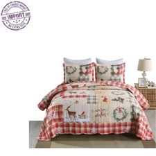 MarCielo 3 Piece Christmas Quilt Set Bedspread Set B021 - (Hello Winter, Queen)
