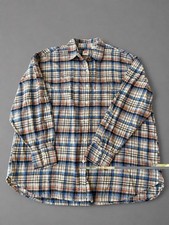 Levi's Plaid Flannel Button Up Shirt Men's Large Blue Long Sleeve Vintage Style