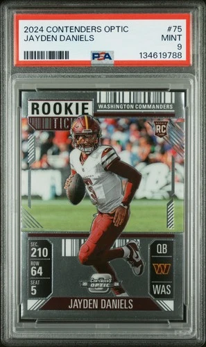 2024 PANINI CONTENDERS OPTIC #75 JAYDEN DANIELS ROOKIE RC PSA 9