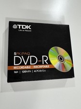 TDK DVD-R 5 Pack 16X 4.7GB Recordable Blank DVDs w/ Jewel Cases