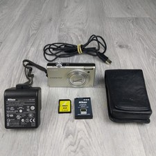 Nikon Coolpix S6300 Digital Camera Silver Power Charging Supply SD Card Case