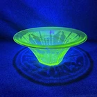Vintage Anchor Hocking 9” Princess Hat Bowl - Green Uranium Glass/Vaseline