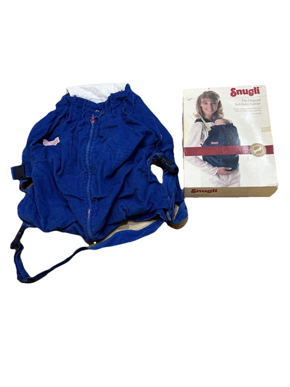 VTG 80s Snugli Baby Carrier Backpack ORIGINAL Sling Blue Corduroy Adjust *Read*!