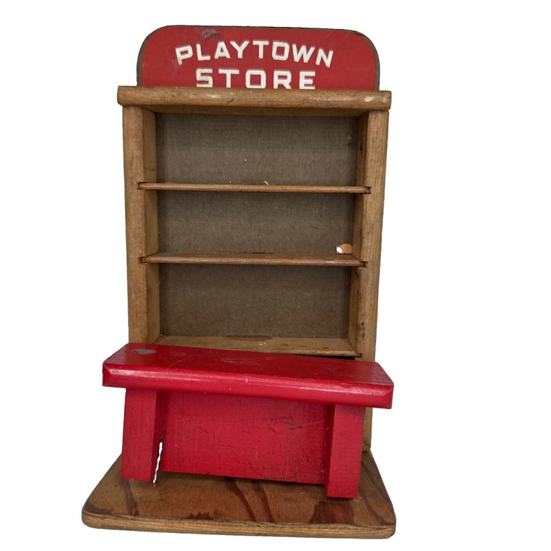1947 TOY MID CENTURY MINIATURE PLAYTOWN STORE WOODEN PRODUCT NJ NY USA RARE