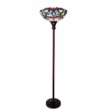 Chloe Lighting Vivian Tiffany-Style Glass Torchiere Floor Lamp 69" Height
