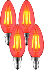 5 Watt E12 LED Filament Candelabra Red Light Bulb, 60W Incandescent Replacement