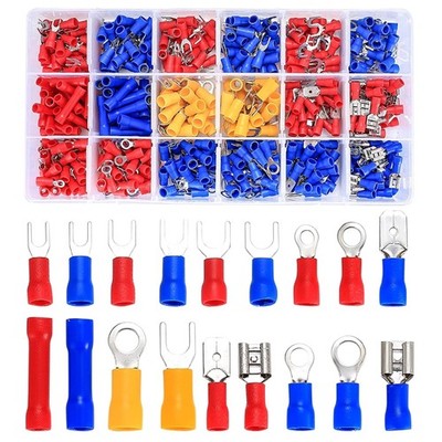 520 PCS Insulated Electrical Wire Terminal Ring Splice Spade Crimp Connector Kit